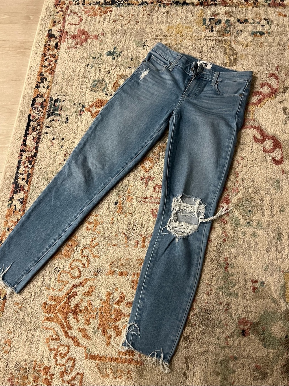 PAIGE Women's Distressed Light Blue Skinny Jeans